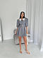 Сіре плаття в клітинку з поясом і короткими рукавами ліхтариками (р. S, M) 66PL5621Q, фото 2
