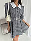 Сіре плаття в клітинку з поясом і короткими рукавами ліхтариками (р. S, M) 66PL5621Q, фото 3