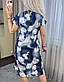 Квіткове міді плаття прямого крою з поясом на талії та коротким рукавом (р. 42-52) 7PL5624, фото 6