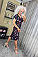 Квіткове міді плаття прямого крою з поясом на талії та коротким рукавом (р. 42-52) 7PL5624, фото 8