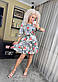 Коротке вільне плаття у квітковий принт з рукавами 3/4 та поясом на талії (р. 42-52) 7PL5625, фото 2