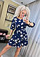 Коротке вільне плаття у квітковий принт з рукавами 3/4 та поясом на талії (р. 42-52) 7PL5625, фото 4