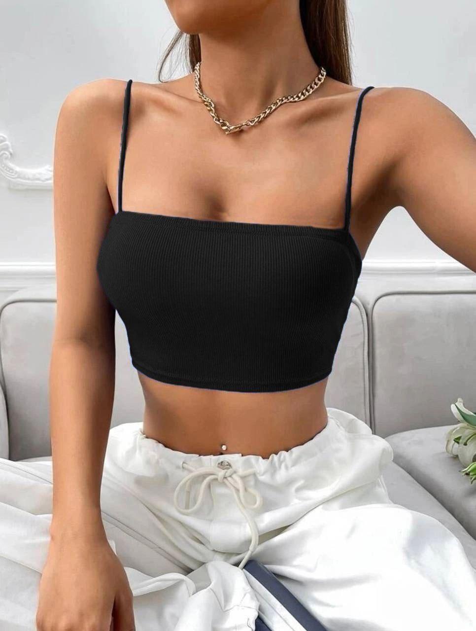 Трикотажний жіночий топ на тонких бретелях (р. 42-46) 31FU1211, фото 1