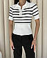 Приталена футболка поло в смужку з сорочковим коміром (р. 42-46) 4FU1215, фото 2