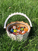 Корзинка деревянная пасхальная Happy Easter Корзина для пасхи Белое ХДФ