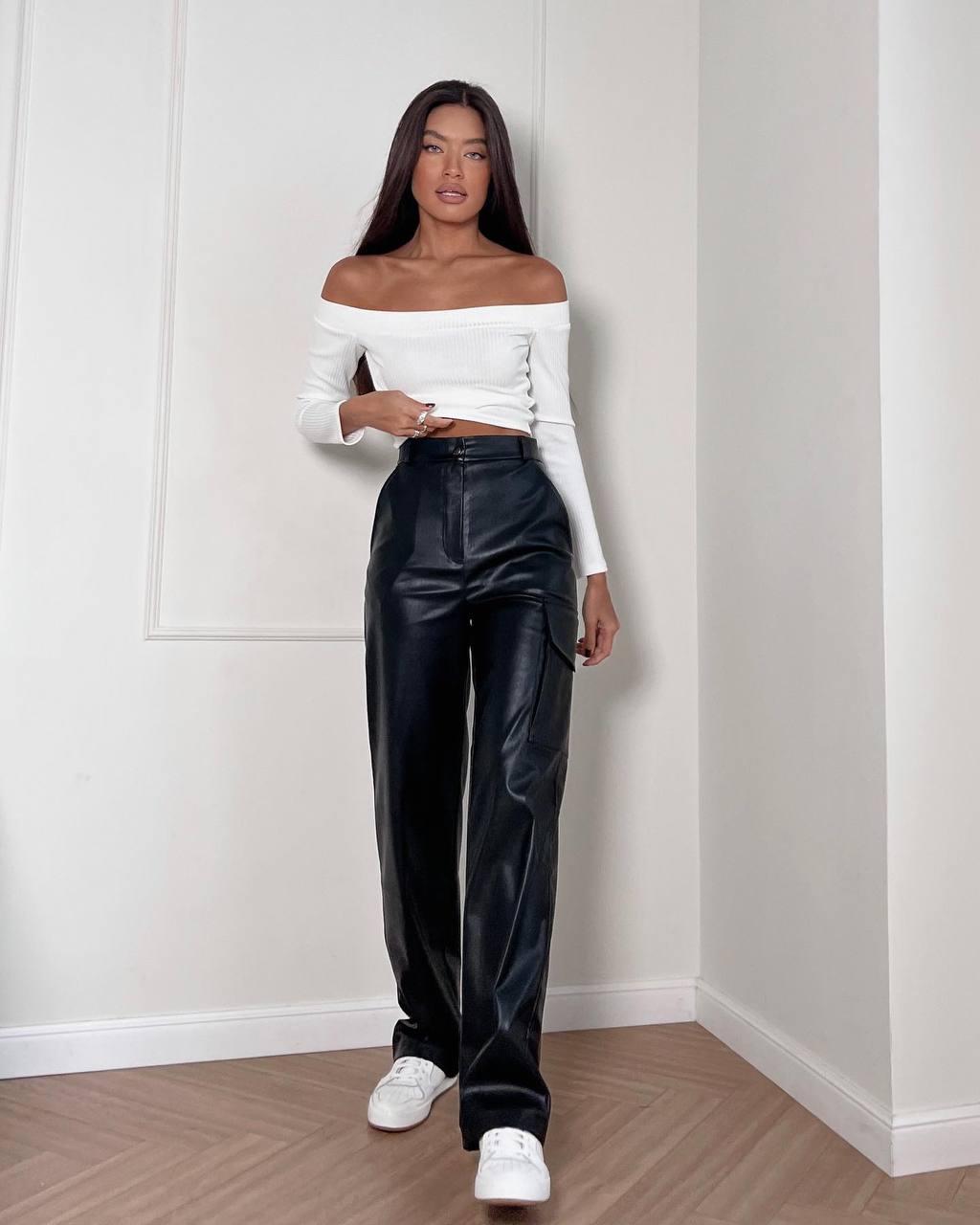 Жіночий кроп топ з відкритими плечима і довгими рукавами (р. 42-46) 2FU1222, фото 1