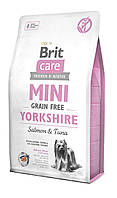 Сухой корм для взрослых собак породы йоркширский терьер Brit Care Mini Yorkshire 2 кг лосось тунец