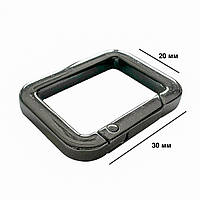 Карабіни металеві квадратні 20 мм на 30 мм чорний для сумок застібка фурнітура