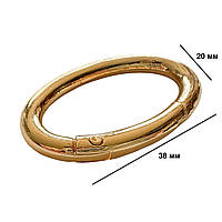 Карабіни металеві овальні 20 мм на 38 мм золото для сумок застібка фурнітура