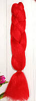 Канекалон одноцветный красный, коса 60 см в плетении волос