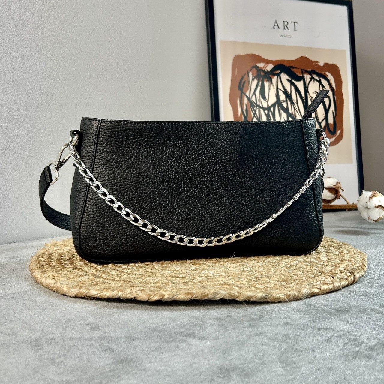 Жіноча сумочка з натуральної шкіри, стильна шкіряна сумка для жінок, маленька чорна сумка на плечі