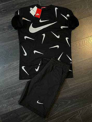 Літній чоловічий костюм Nike шорти та футболка комплект спортивний костюм на літо білий, фото 3