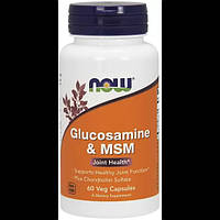 Препарат для суставов и связок NOW Foods Glucosamine MSM, 750 250mg 60 Veg Caps UM, код: 7518377
