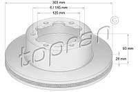 Диск тормозной задний вентилируемый, TOPRAN (111653)