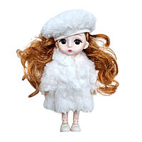 Дитяча лялька у береті Bambi C14 шарнірна, 15 см Білий, Lala.in.ua