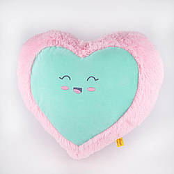 М'яка іграшка Kidsqo Подушка серце усмішка 43 см Рожево-м'ятна (KD658)