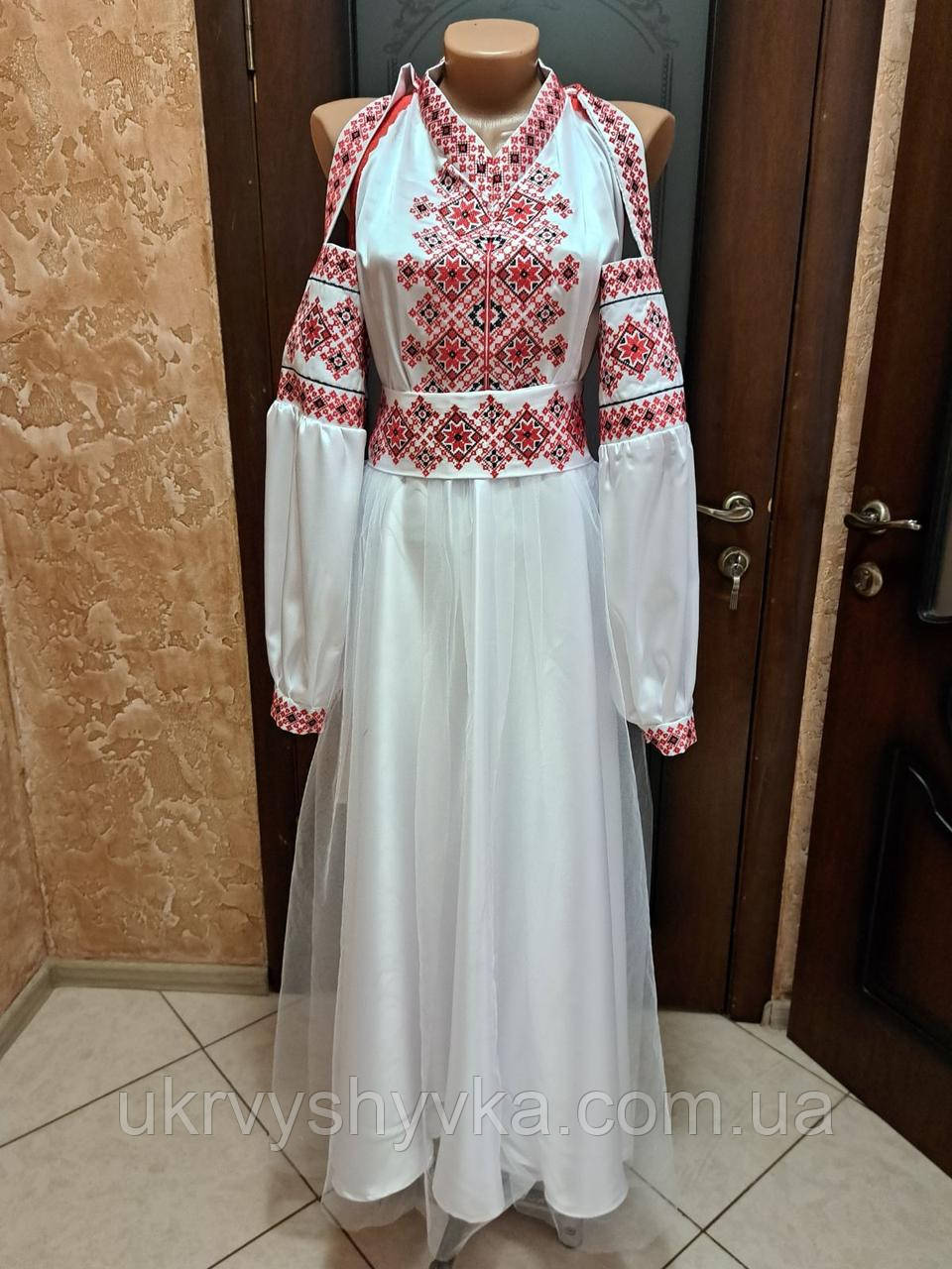 Біле вишите плаття "Весільне"