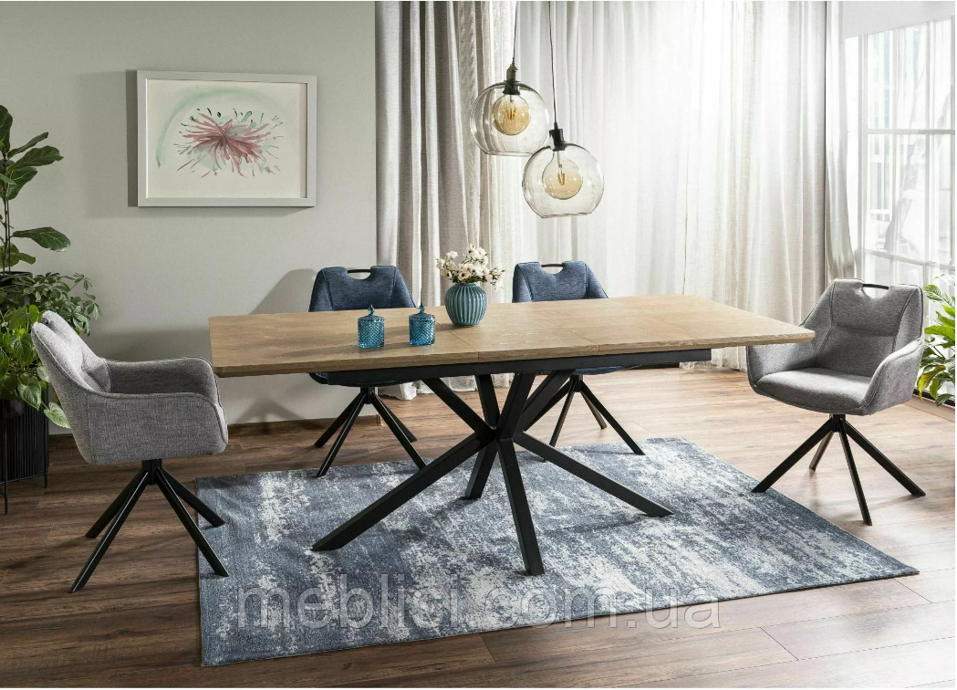 Стіл розкладний 160 дуб/чорний мат LOGAN 160(200)x90 (SIGNAL)