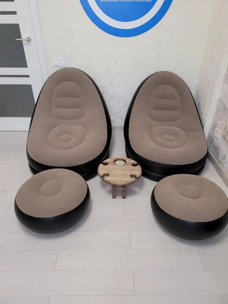 Надувное кресло-лежак с пуфом для отдыха и природы Air Sofa (116х98х83см), Кресло надувное trk - фото 4 - id-p2167433022
