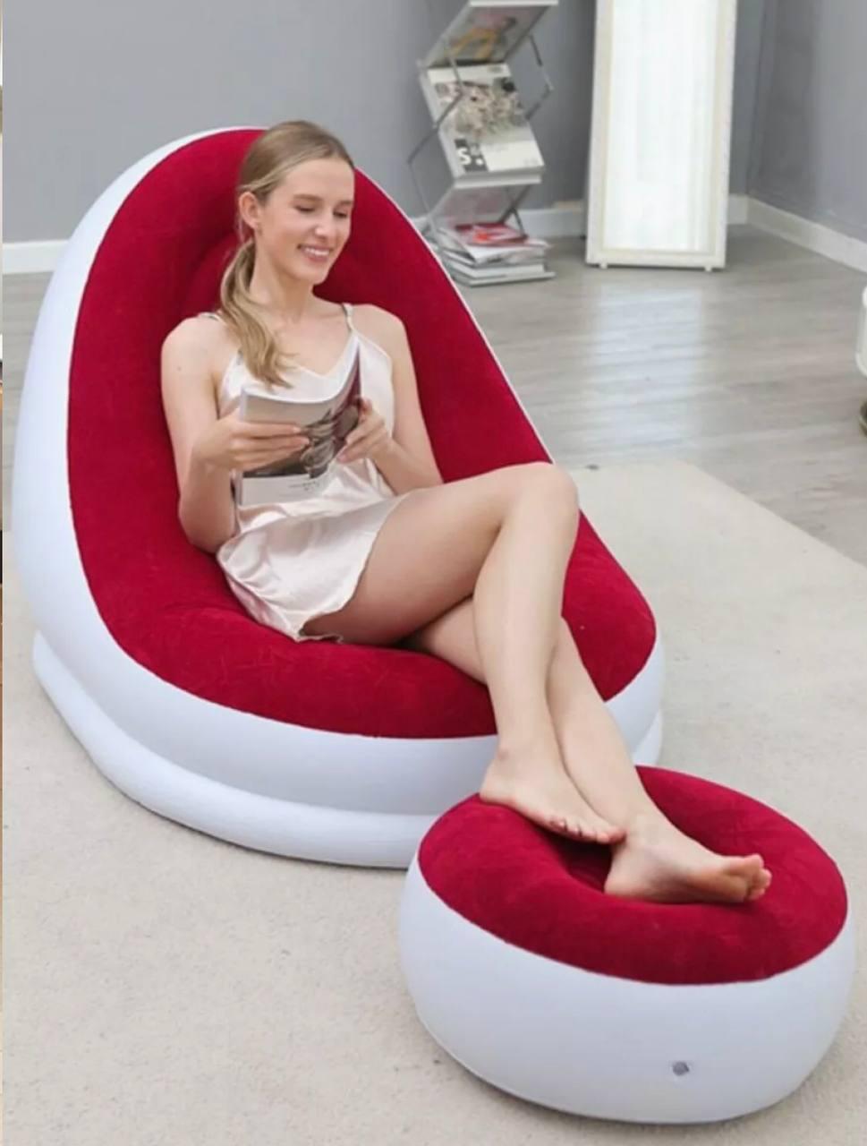 Надувное кресло-лежак с пуфом для отдыха и природы Air Sofa (116х98х83см), Кресло надувное trk - фото 6 - id-p2167433022