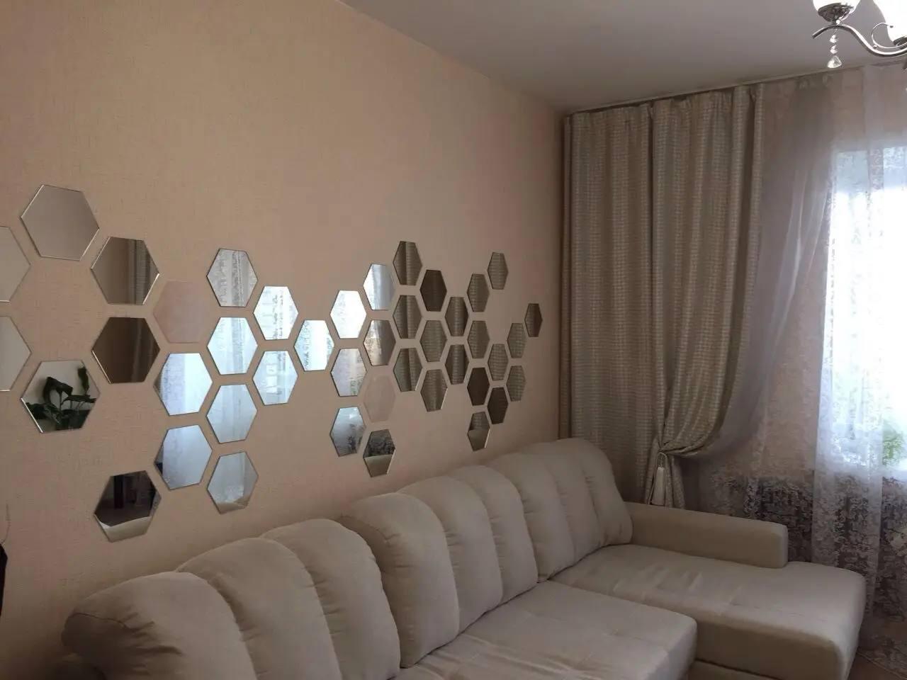 Шестигранная зеркальная 3D наклейка на стену для декора 46*40*23 мм,Зеркальные наклейки trk - фото 4 - id-p2167433081