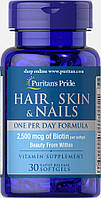 Вітаміни Puritans Pride Формула для волосся шкіри нігтів 30 капсул (31209) IN, код: 1535916
