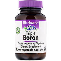 Тройной бор 3мг Bluebonnet Nutrition Triple Boron 90 вегетарианских капсул IN, код: 1845288