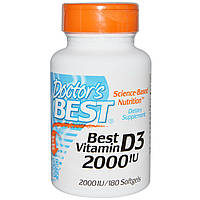 Витамин D3 2000IU, Doctor's Best, 180 желатиновых капсул IN, код: 7410011