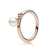 Серебряное кольцо в позолоте Rose Pandora Жемчужина 187525P 58 IN, код: 7361905
