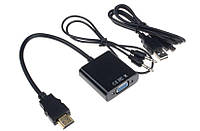 Конвертер переходник HDMI-&gt,VGA USB питание+звук +кабель HDMI2VGA T2 т2