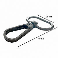 Карабіни металеві Ø 25 мм довжина 48 мм чорний для сумок застібка фурнітура