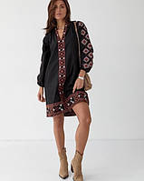 Женское платье вышиванка черного цвета с оригинальной вышивкой размеры S, M