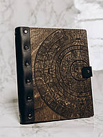 Дерев'яний блокнот mr. Craft "Майя" A5 210x170 мм 100 аркушів з шкіряною палітуркою