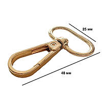 Карабіни металеві Ø 25 мм довжина 48 мм золото для сумок застібка фурнітура