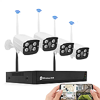 Система вуличного відеоспостереження 4 камери NVR KIT 601 Wi-Fi 4CH з реєстратором для магазину та дачі