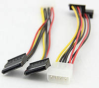 Переходник питания MOLEX IDE 4pin на 2x SATA 15pin адаптер кабель