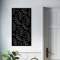 Декор в кімнату, дерев'яна картина на стіну "Рослинний візерунок", стиль мінімалізм 30x15 см