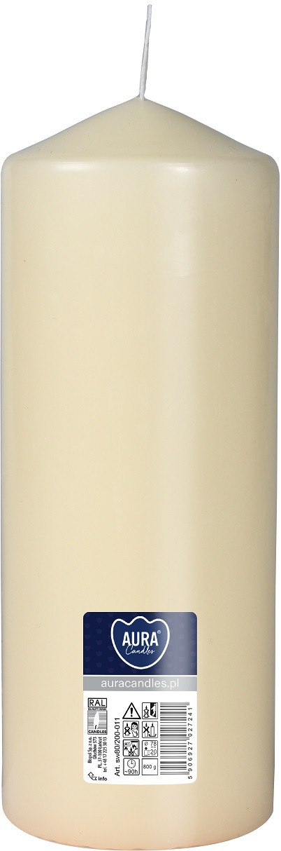 Свічка циліндр кремова 20 см (sw80/200-011)