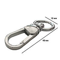 Карабіни металеві Ø 10 мм довжина 40 мм срібло для сумок застібка фурнітура