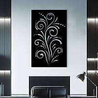 Современные картины для интерьера, декоративное панно из дерева "Растительный орнамент", стиль лофт 60x38 см