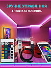 Розумна світлодіодна стрічка з застосунком TV LED Strip CB 5050 SMD RGB 5 м USB 5 вольтів з пультом і багатобарвна, фото 8