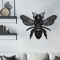 Деревянный декор для дома, черная картина на стену "Пчела", оригинальный подарок 35x25 см