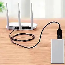 Кабель живлення 12V для роутера/модему USB DC, 1м, Чорний / Шнур для роутера Wifi / USB кабель для роутера, фото 2