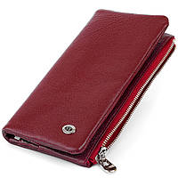 Вертикальный кошелек на кнопке ST Leather 19204 Бордовый 18,5х9х1,5 см IN, код: 6756584