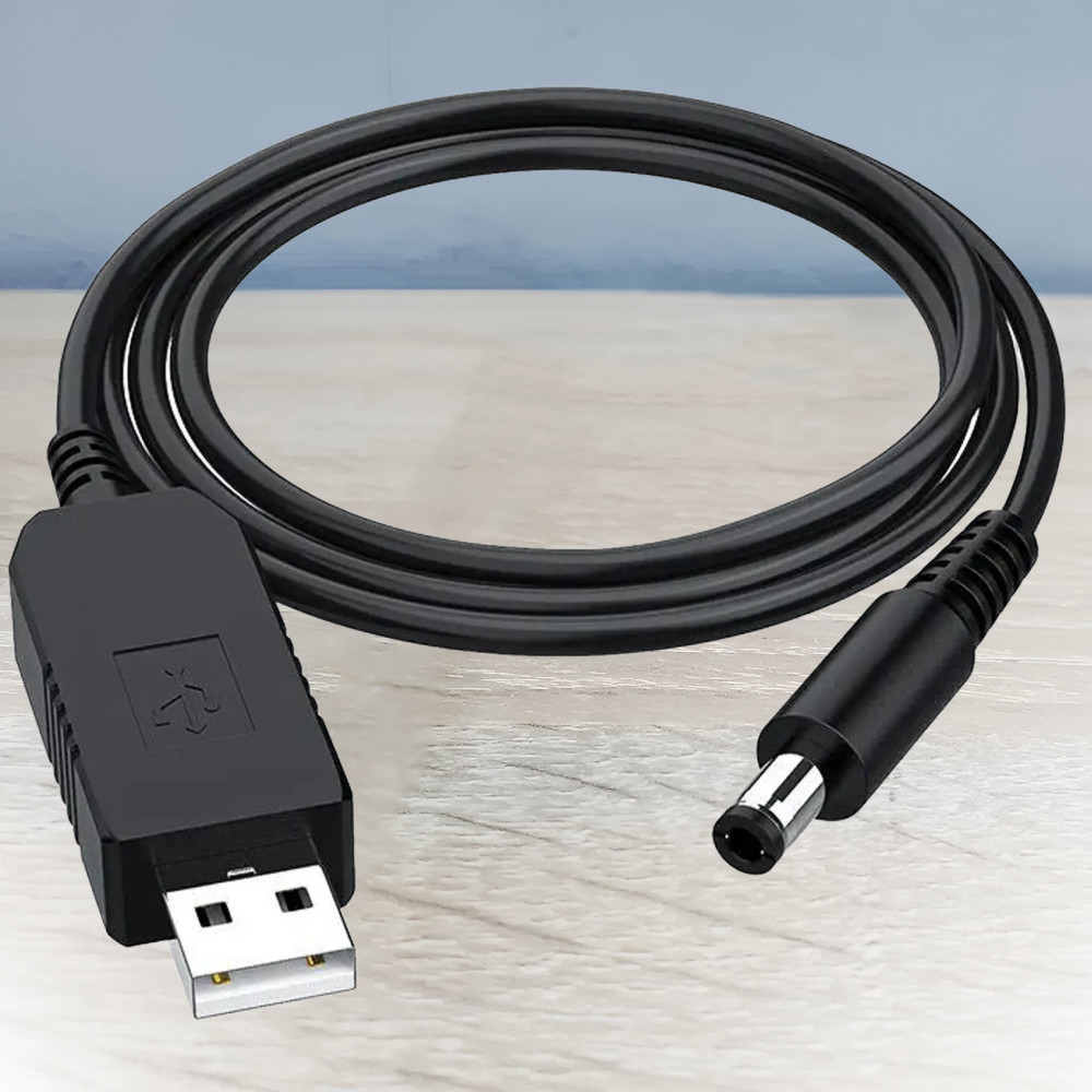 Кабель живлення 12V для роутера/модему USB DC, 1м, Чорний / Шнур для роутера Wifi / USB кабель для роутера