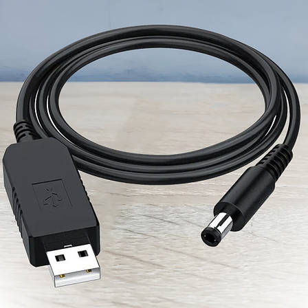 Кабель живлення 12V для роутера/модему USB DC, 1м, Чорний / Шнур для роутера Wifi / USB кабель для роутера, фото 2