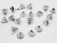 Металлические колокольчики для украшения одежды и сувениров размером 22 мм серебро с блестками.