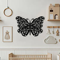 Декор для комнаты, деревянная картина на стену "Добрая бабочка", стиль лофт 35x25 см