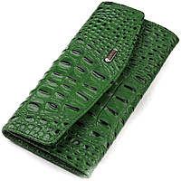 Портмоне для женщин из натуральной кожи с тиснением под крокодила CANPELLINI 21701 Зеленое IN, код: 8061732