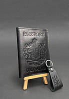 Подарочный набор кожаных аксессуаров с украинской символикой черный краст BlankNote IN, код: 8132978